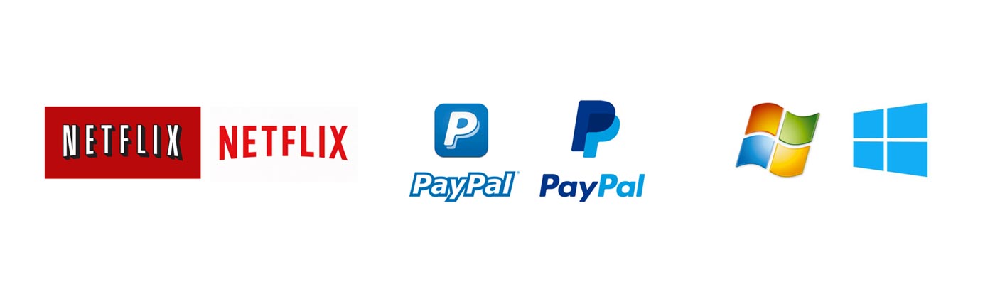 Netflix logo,PayPal logo,微软logo
